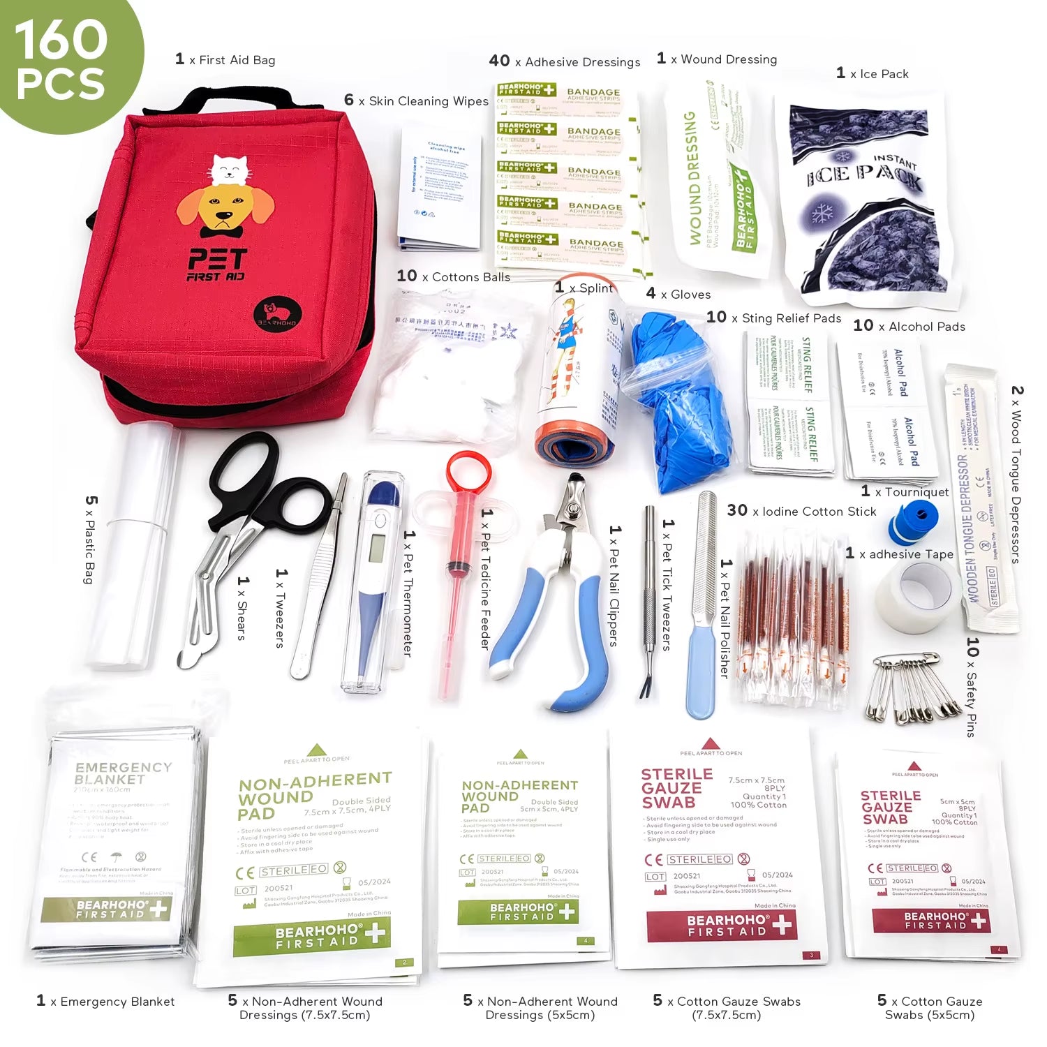 Pet First Aid Kit for Outdoor Use; Outdoor Home Portable Cat and Dog Care Bag