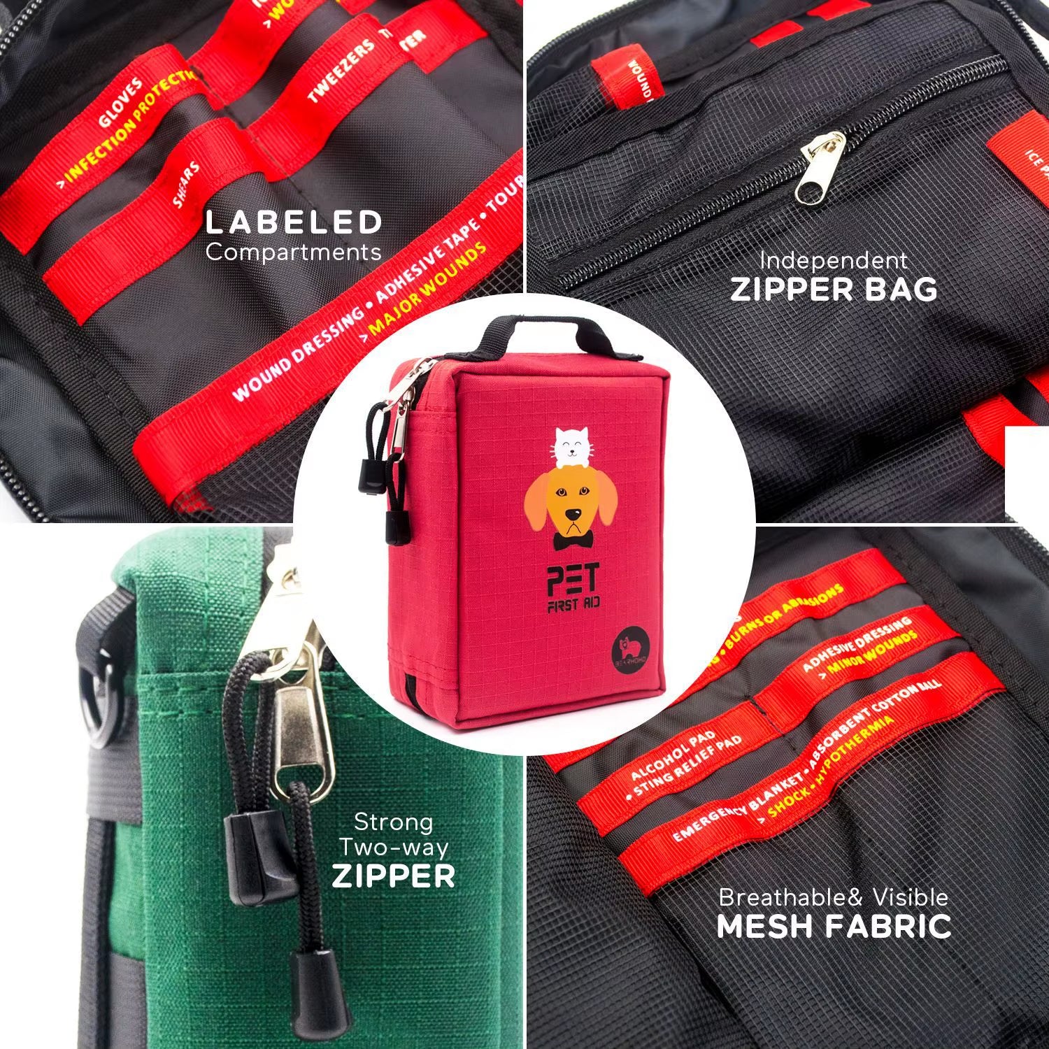 Pet First Aid Kit for Outdoor Use; Outdoor Home Portable Cat and Dog Care Bag